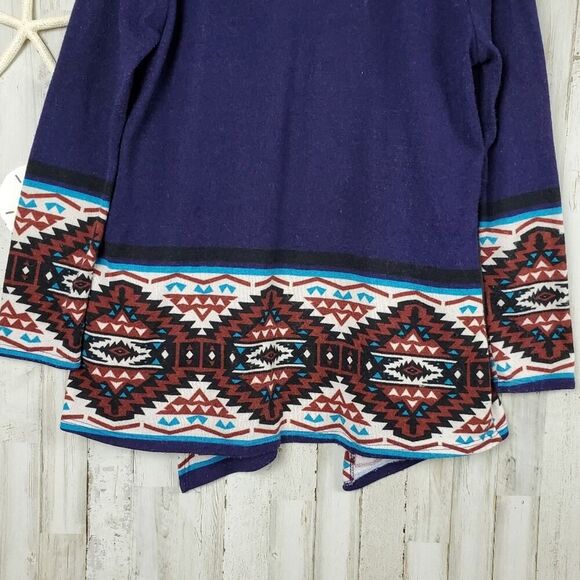 Fantastic Fawn Aztec Cardigan Sweater Blue Purple Medium - Picture 7 of 9